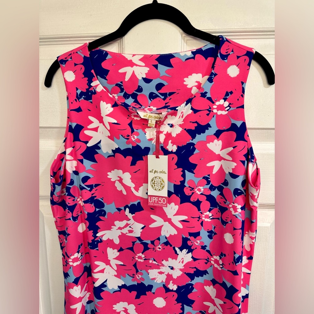New with Tags Ladies All for Color UPF50 Floral Dress, Size Large, Resort Wear